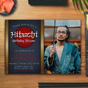 Hibachi Birthday Middag med Bild Inbjudningar
