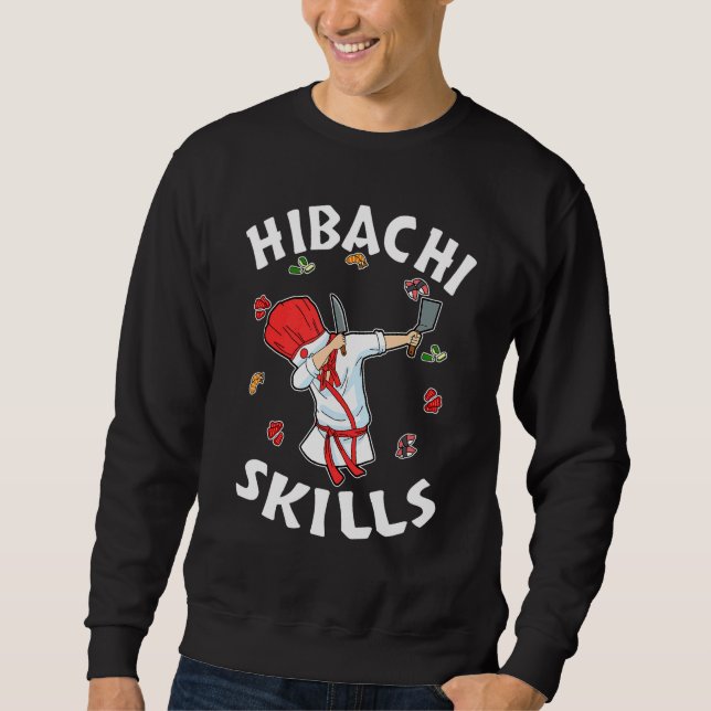 Hibachi Connoisseur Hibachi Chef Costume Hibachi Lång Ärmad Tröja (Framsida)
