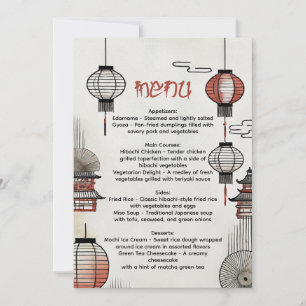 Hibachi Dinner Menu med japanska Lanternor Inbjudningar