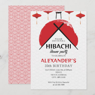 Hibachi Födelsedagsfest Private Chef Japanskt tema Inbjudningar