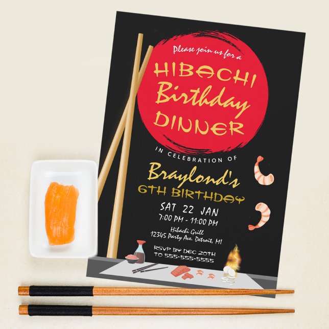 Hibachi Födelsedagsmiddag Hibachi Party Inbjudningar (Skapare uppladdad)
