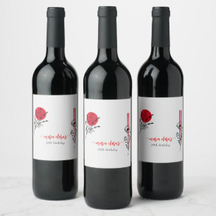 Hibachi Japansk BBQ Grill Chef Birthday Dinner Vinflaska Etikett