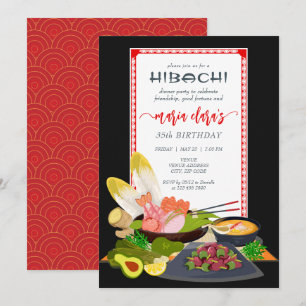 Hibachi Japansk BBQ Grill Chef-Födelsedagsfest Inbjudningar