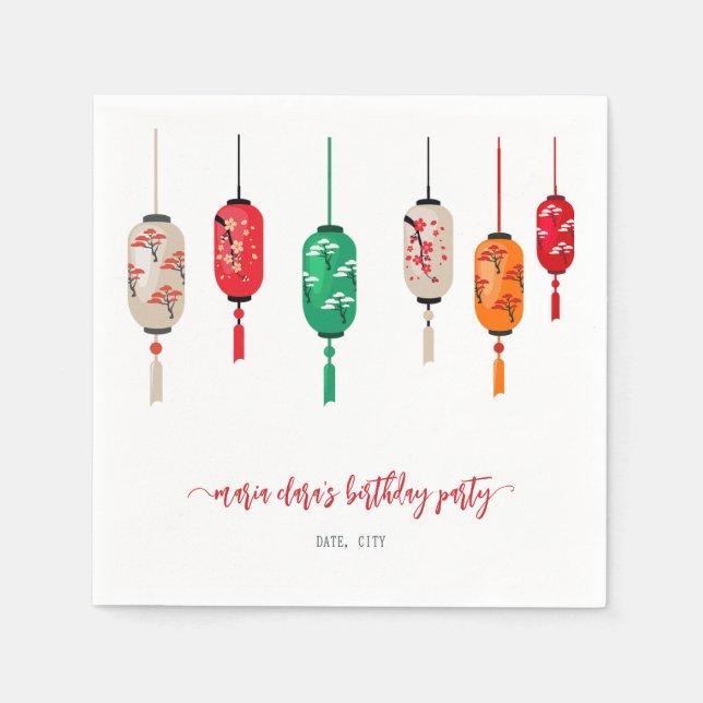 Hibachi Japanska Lanternor Chef-Födelsedagsfest Pappersservett (Framsidan)