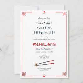 Hibachi Japanska teme Private Chef-Födelsedagsfest Inbjudningar