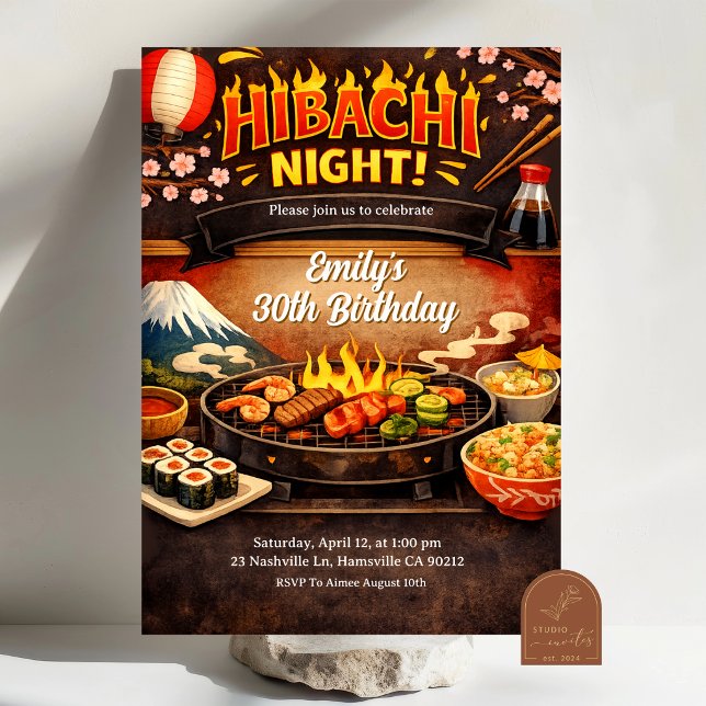 Hibachi Night Birthday Invitation Inbjudningar (Skapare uppladdad)