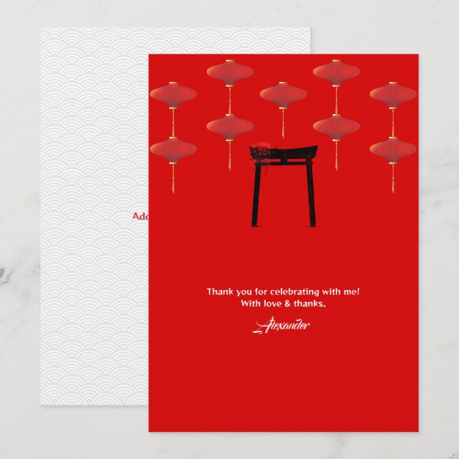 Hibachi Theme Födelsedagsfest Private Chef Japansk Tack Kort (Fram/baksida)