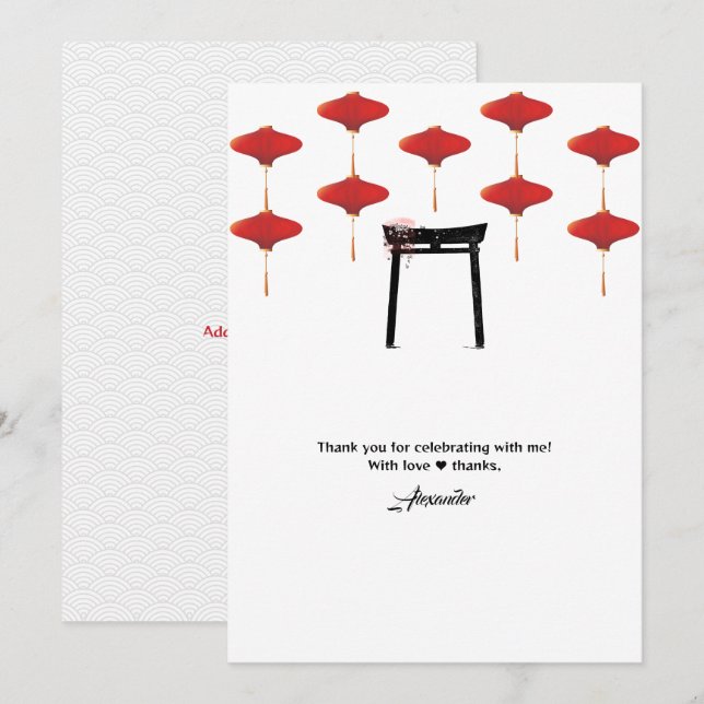 Hibachi Theme Födelsedagsfest Private Chef Japansk Tack Kort (Fram/baksida)