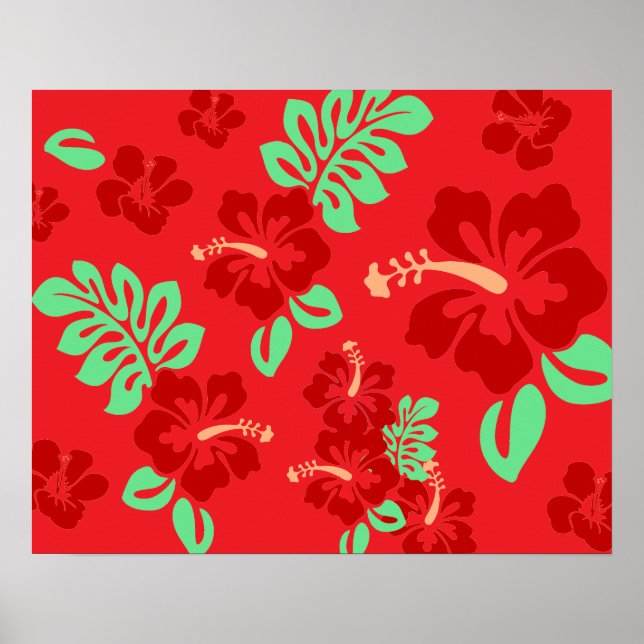 Hibicus Flowers Red Tropical Poster (Framsidan)