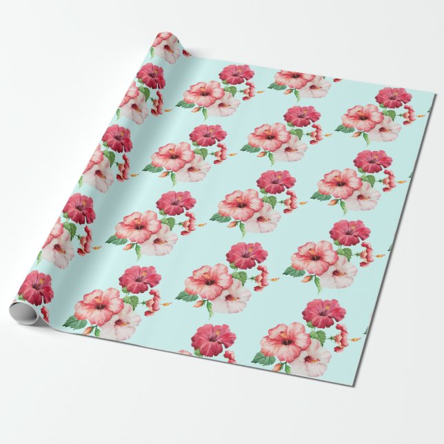 Hibiscus-anpassadets bakgrund presentpapper (Utrullad)