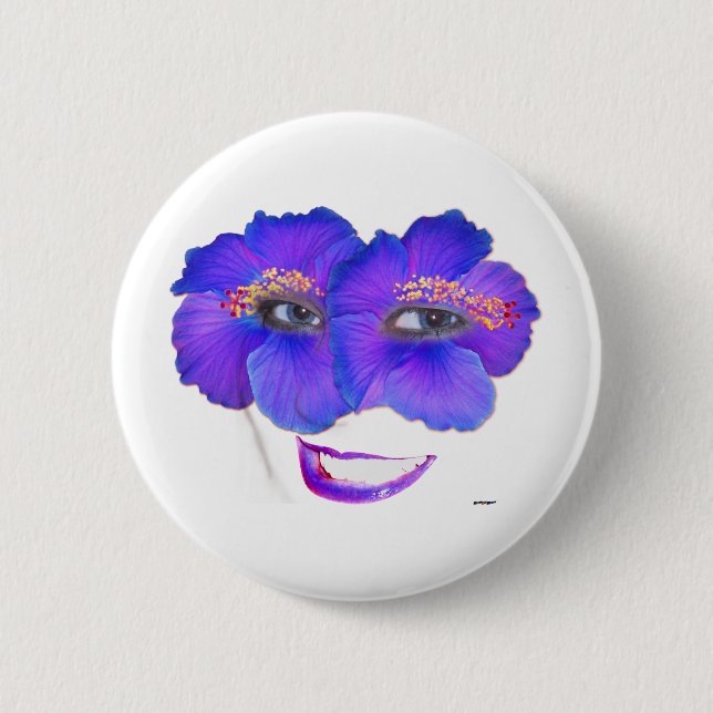 Hibiscus Ansikte med sjömil - blå Knapp (Framsida)