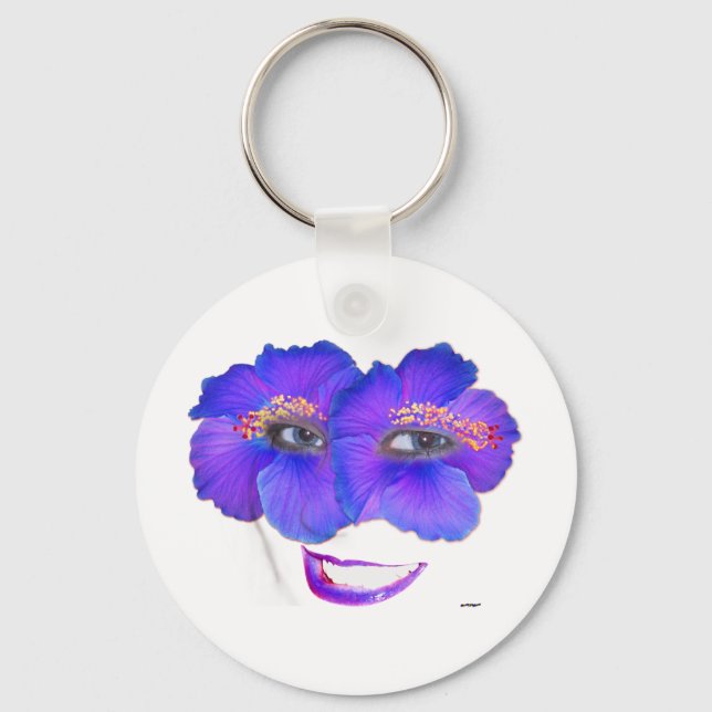 Hibiscus Ansikte med sjömil - blå Nyckelring (Framsida)