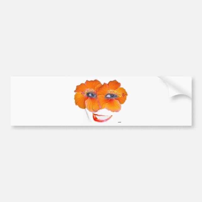 Hibiscus Ansikte med sjömil - Orange Bildekal (Framsidan)