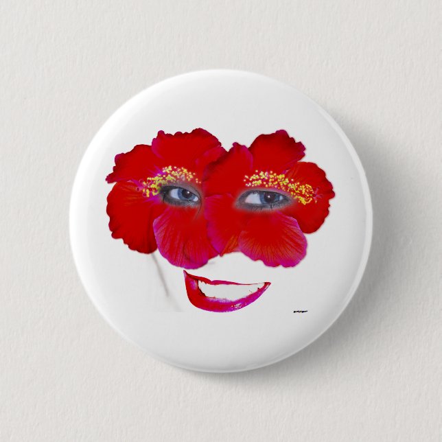 Hibiscus Ansikte med sjömil - Röd Knapp (Framsida)