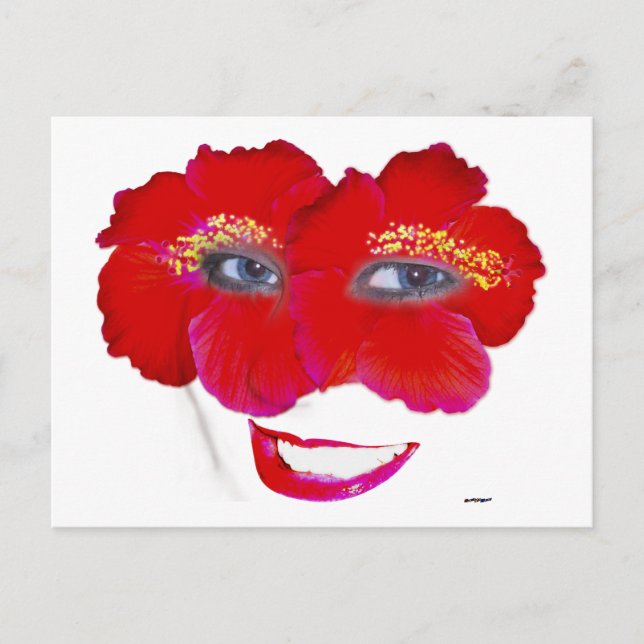 Hibiscus Ansikte med sjömil - Röd Vykort (Framsida)