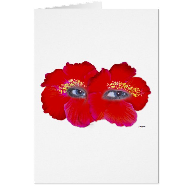 Hibiscus Ansikte - Röd Hälsningskort (Framsidan)