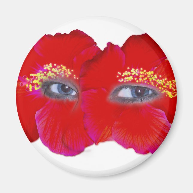Hibiscus Ansikte - Röd Magnet (Framsidan)