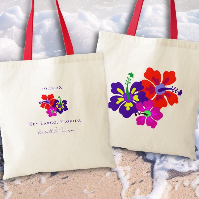 Hibiscus Art Flowers Bröllop Favor Tote Bag Tygkasse (Skapare uppladdad)