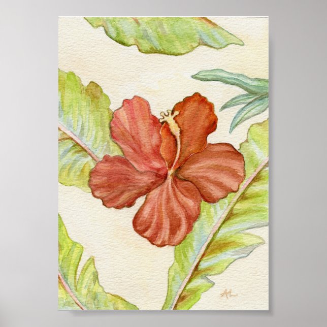 Hibiscus Art Skriv ut 5x7 Poster (Framsidan)