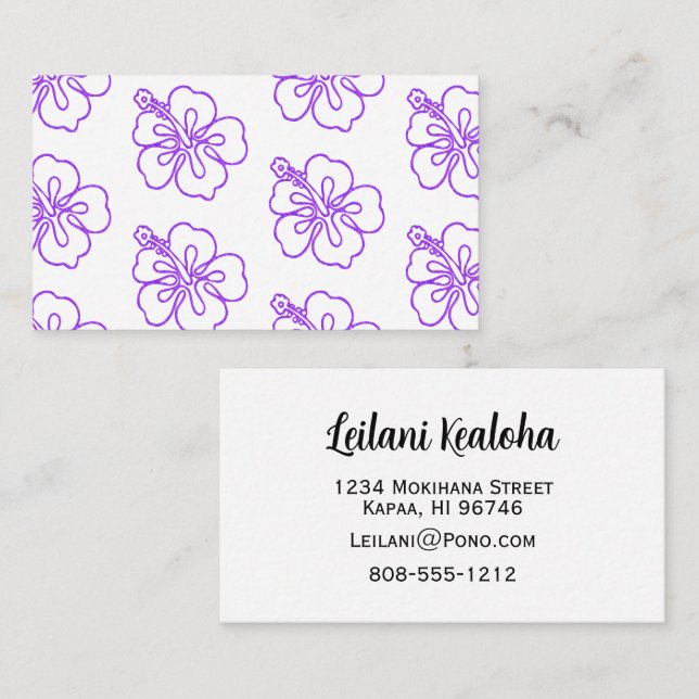 Hibiscus batik mönster pono vibes tropiska visitkort (Fram/baksida)