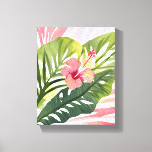 Hibiscus Beauty Tropisk Blomma Akvarell Canvastryck