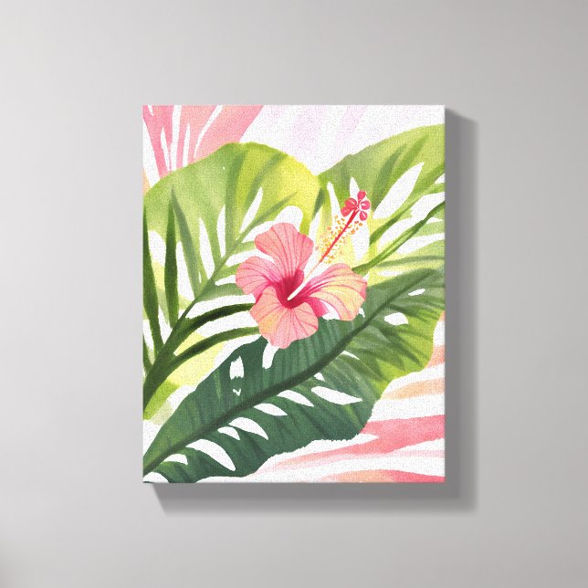 Hibiscus Beauty | Tropisk Blomma Akvarell Canvastryck (Framsida)