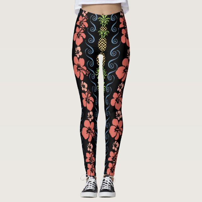 Hibiscus blomma med ananas leggings (Framsida)