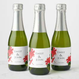 Hibiscus blomma Mini Sparkling Vin Flaska etikette
