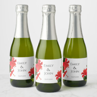 Hibiscus blomma Mini Sparkling Vin Flaska etikette