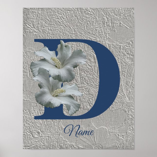 Hibiscus blomma Monogram Inledande D Ditt namn Poster (Framsidan)