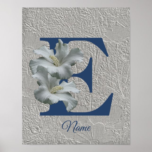 Hibiscus blomma Monogram Inledande e ditt namn Poster (Framsidan)