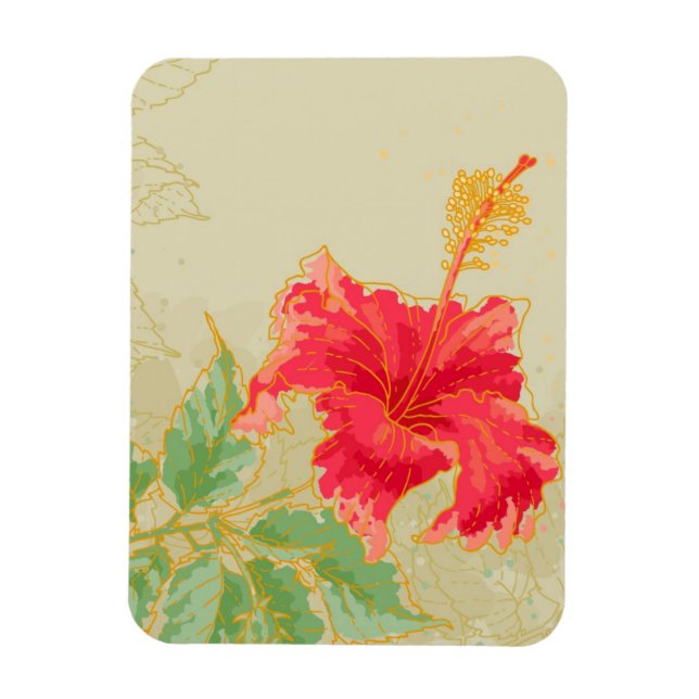 Hibiscus-blomma på tonad bakgrund magnet (Vertikal)