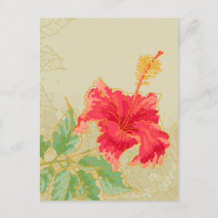 Hibiscus-blomma på tonad bakgrund vykort