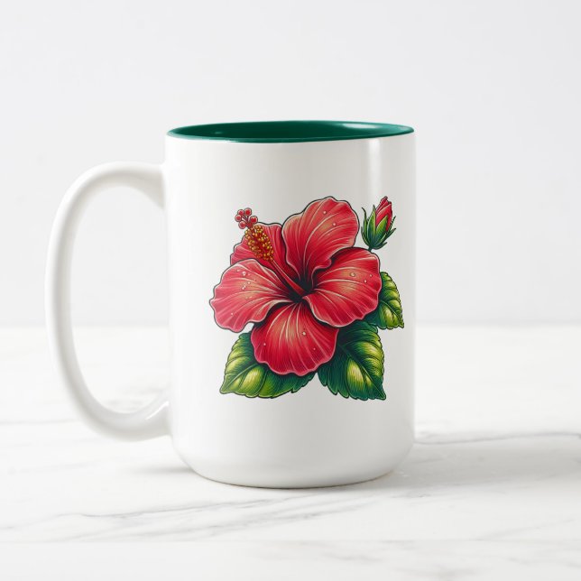 Hibiscus-blomma Stor-två ton Två-Tonad Mugg (Vänster)