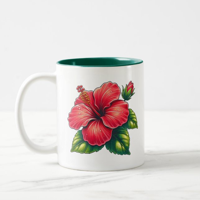 Hibiscus-blomma, två ton Två-Tonad mugg (Vänster)