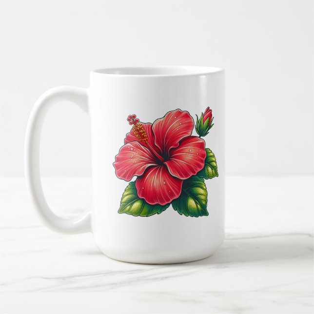 Hibiscus-blomman Large Classic ceramic Kaffemugg (Vänster)