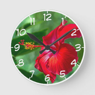 Hibiscus-Blommar Rund Klocka