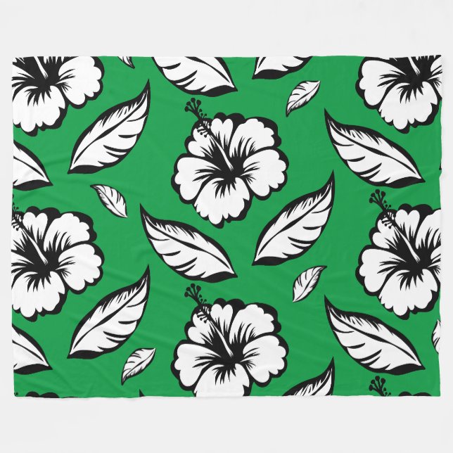 Hibiscus blommig  fleecefilt (Framsidan (Horisontell))
