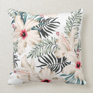 Hibiscus Blommigt Hawaiiansk Tropik Pillow Kudde