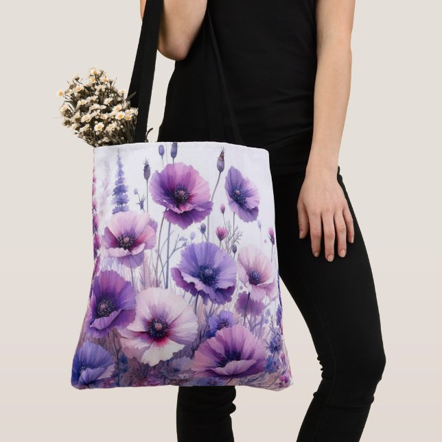 Hibiscus Blommigt Lila Flower Tote Tygkasse (Närbild)
