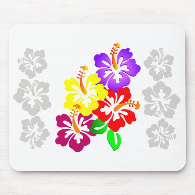 Hibiscus Blommigt Mousepad Musmatta (Framsidan)