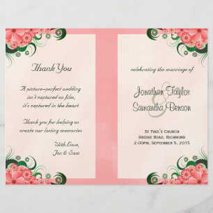 Hibiscus Blommigt Rosa Bröllopsprogram Templates