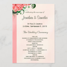 Hibiscus Blommigt Rosa Bröllopsprogram Templates Program