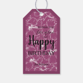 Hibiscus Blommigt Sketch Raspberry Presentetikett