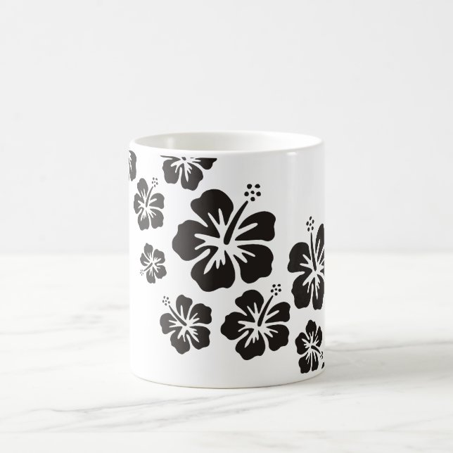 Hibiscus blommor i svart kaffemugg (Center)