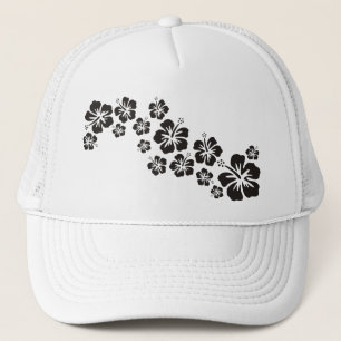 Hibiscus blommor i svart keps