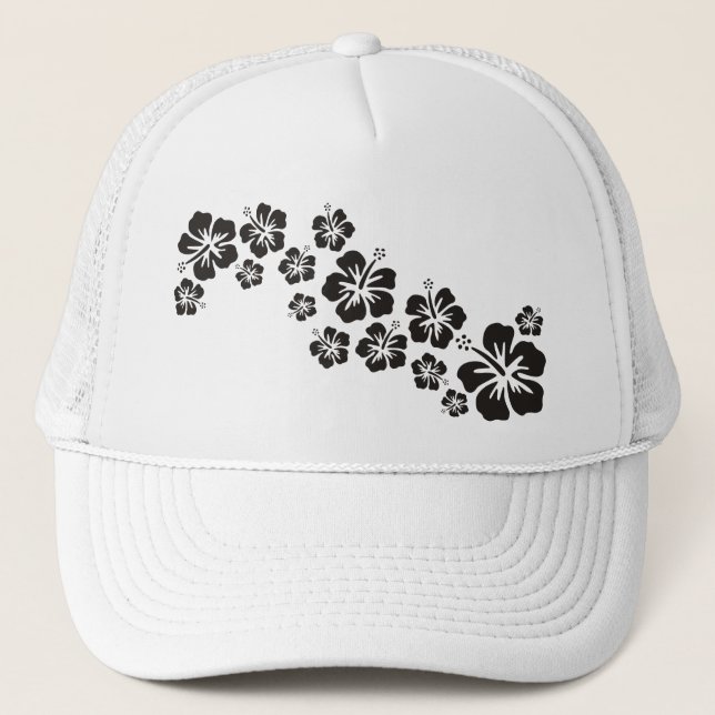 Hibiscus blommor i svart keps (Framsida)