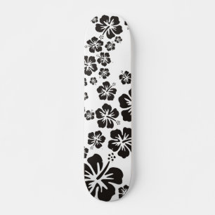 Hibiscus blommor i svart skateboard bräda 20,5 cm