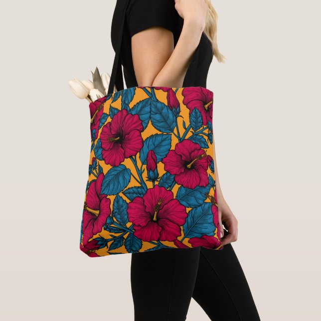Hibiscus-blommor korsningspåse tygkasse (Närbild)