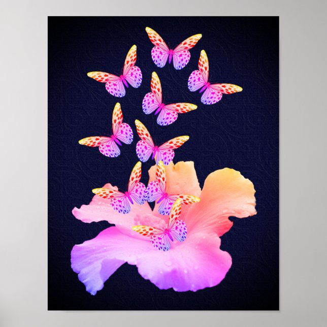 Hibiscus blommor och färgämnen av svart poster (Framsidan)